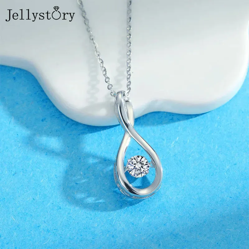 

Колье «Бесконечное сердцебиение» в форме восьмёрки, подарок на День святого Валентина для неё, из стерлингового серебра 925 пробы с муассанитом, уникальное элитное ювелирное украшение для любви