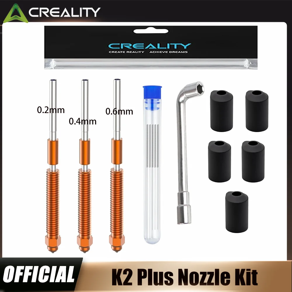 

Creality Original K2 Plus Nozzle, for Creality Hi/K2 Plus 3D Printer, 2x Unicorn Nozzles, 5x Silicone Socks, 1x Nozzle Wrench