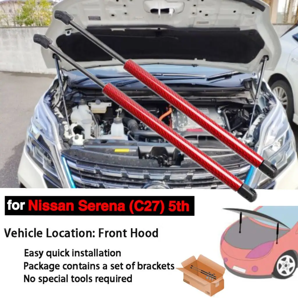 For 2016-2022 Nissan Serena C27 for Suzuki Landy Front Hood Bonnet Modify Gas Struts Carbon Fiber Lift Support Rod Shock Dampers