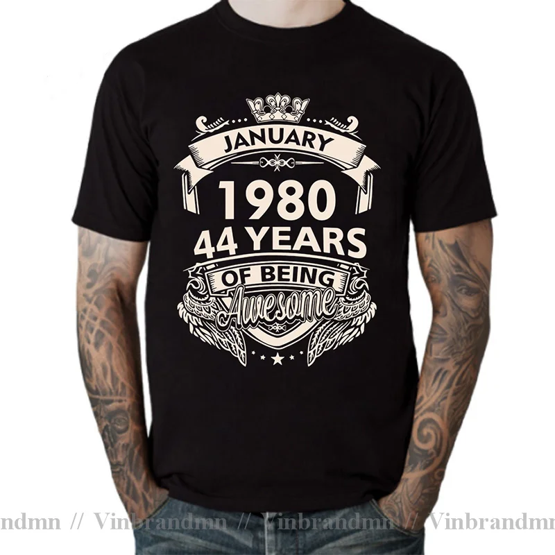 Born In 1980 November September October December January Febuary March April May June July August 44 Years Awesome Birth T Shirt