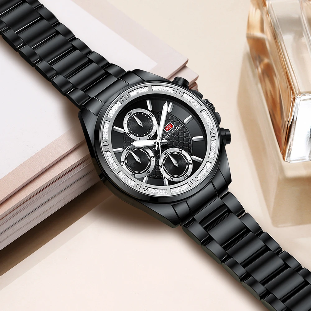 MINI FOCUS 0615, кварцевые часы для женщин, модные роскошные светящиеся водонепроницаемые часы с хронографом и календарем, повседневные деловые женские часы