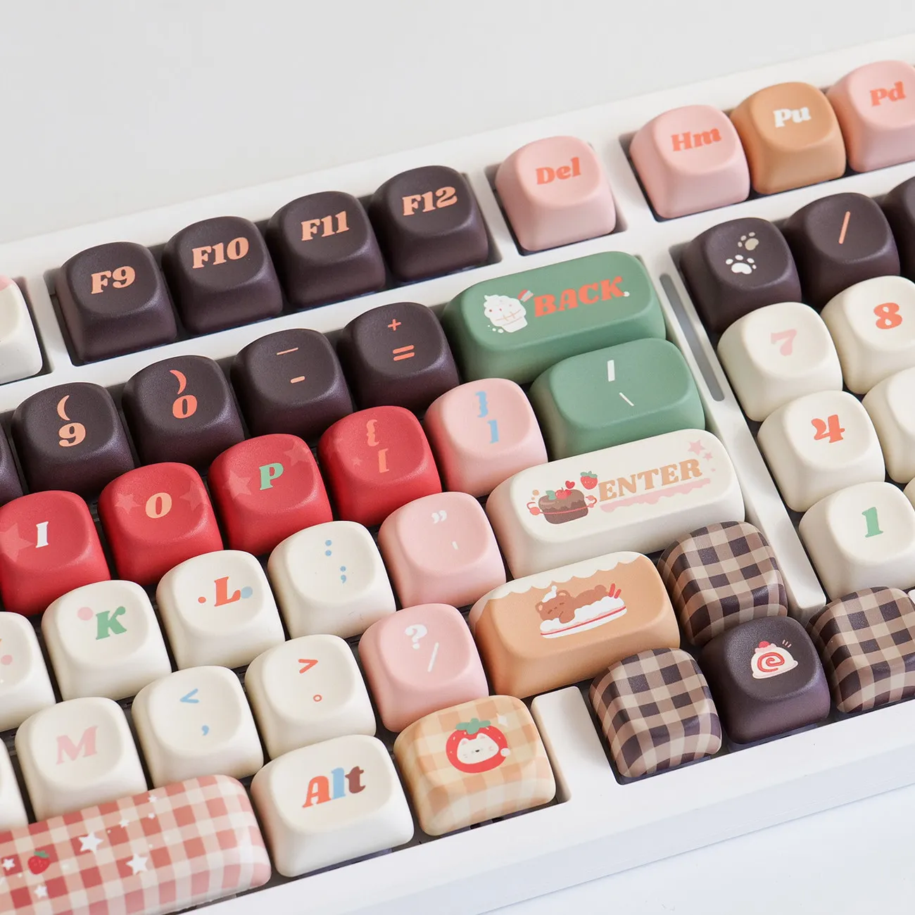 MAIMOOO Strawberry Chocolate Cake Keycap MOA Profile132Keys PBT Thermal Sublimation Custom Keycaps for Mechanical Keyboard Gifts