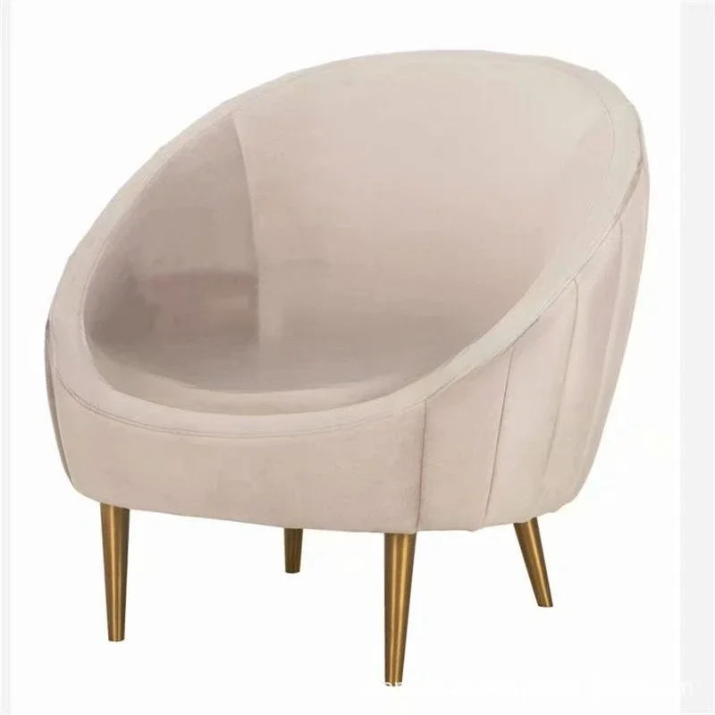 Canapé Simple et moderne en acier inoxydable, meuble rond décontracté en flanelle