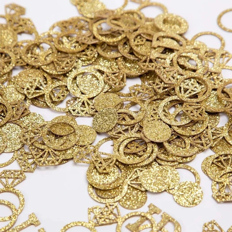 120 Stück Hochzeitstisch-Konfetti, glitzerndes Papier, Diamant-Ring-Konfetti, Mr & Mrs, Verlobungsparty-Zubehör, Weihnachts-Throw-Konfetti – Detail 8