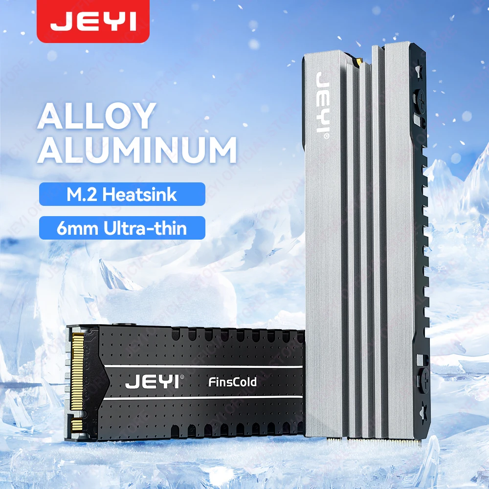 JEYI M.2 SSD Heatsink, 2280 NVME NGFF SSD Cooling Full Aluminum Cooler Radiator with Thermal Silicone Pad for Motherboard / PS5