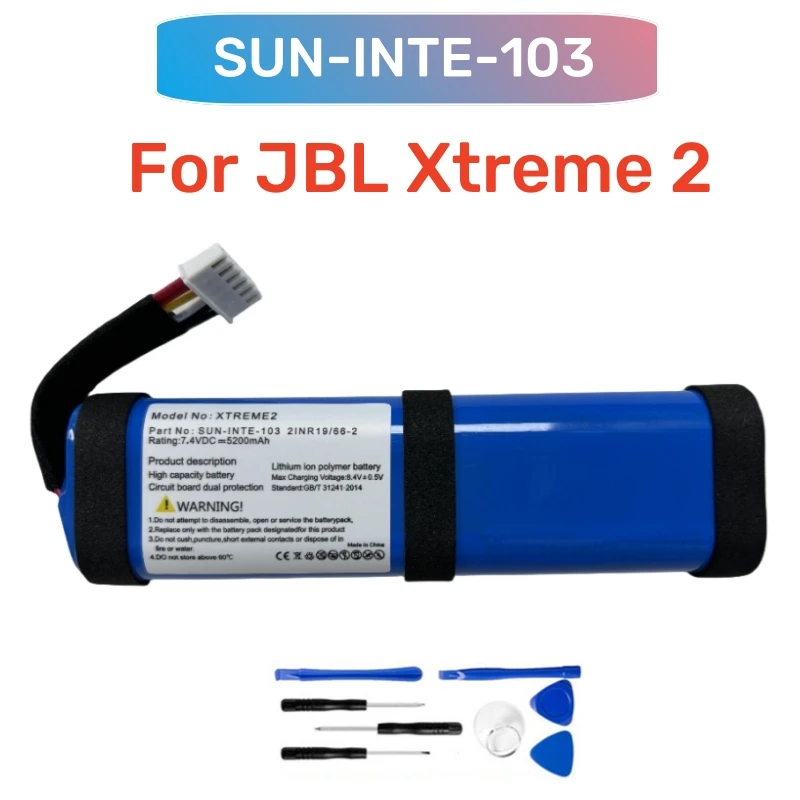 New Replacement Battery 5200mAh For JBL Xtreme 2 Xtreme2 Battery SUN-INTE-103 2INR19/66-2 ID1019 Bluetooth Speaker Battery +Tool