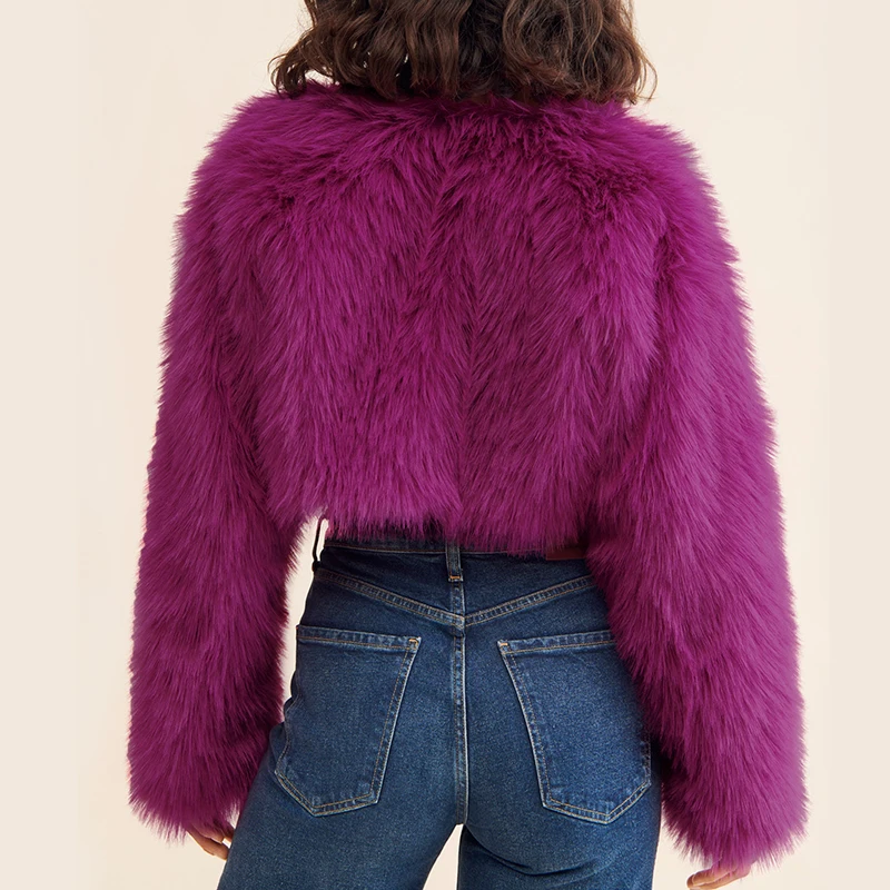 Fashion New Women's Short Faux Fur Coat Solid Color Sexy Evening Party Warm Winter Jacket Woman Clothing