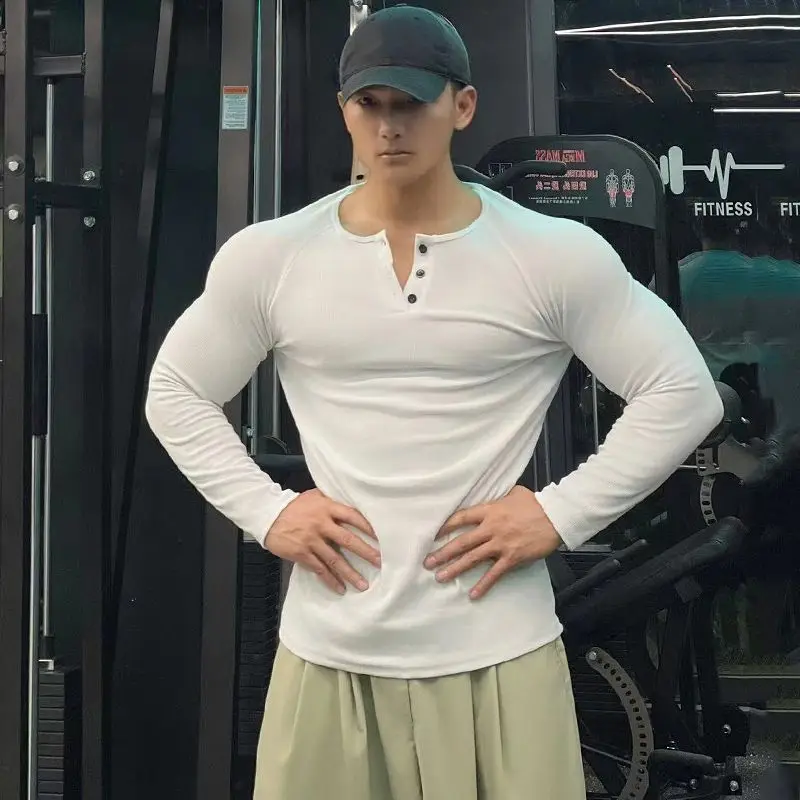 2026 Cleanfit Black Henry Neck Sweater Men's Spring Autumn Long Sleeve T-Shirt Premium Inside Bottom Shirt Harajuku Men Clothing