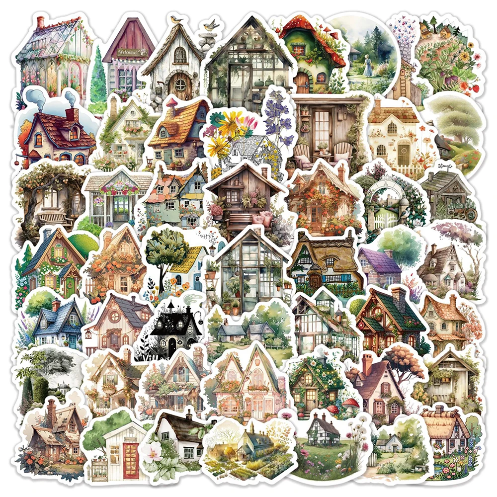 

10/30/50pcs Vintage Garden House Cartoon Stickers Creative Graffiti Decals DIY Water Bottle Phone Suitcase Sticker for Kids Toy