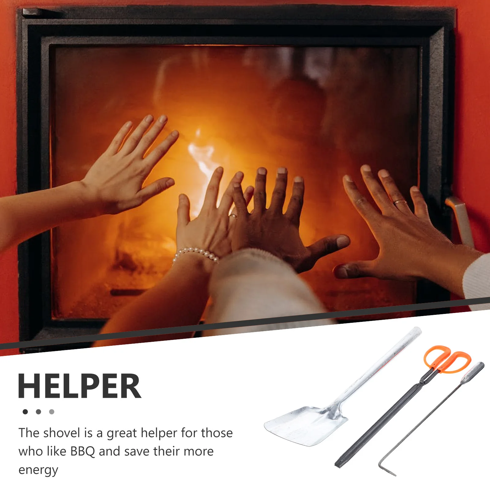 

1Set Fireplace Tools Set Iron Fireplace Shovel Fire-Poker Fire Hook Heavy Duty Coal Shovel for Home Bbq Fire Tool
