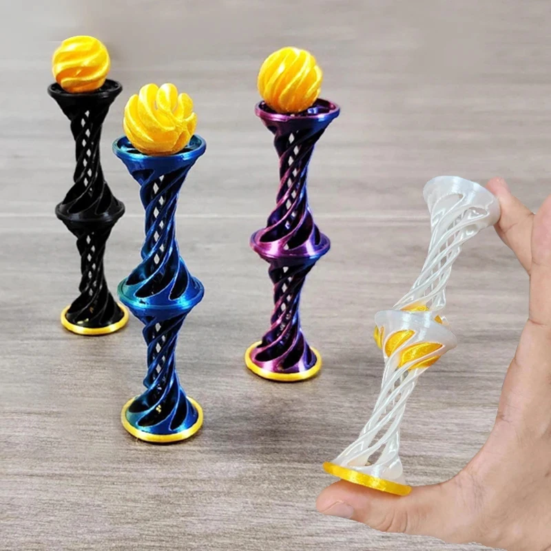 3D Printed Double Layer Helical Tree Impossible Pyramid Passthrough Fidget Toys Diversification Kids Decompression Desk Ornament