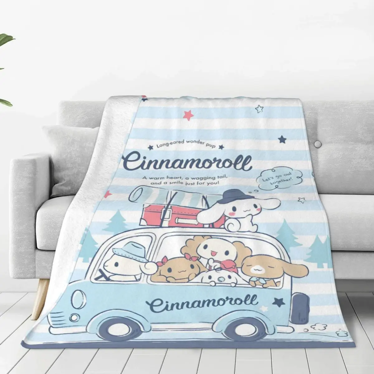 

Sanrio Cinnamoroll Japan Kawaii Flannel Blanket Super Warm Bedding Throws for Bedroom Decorative Fluffy Bedspread Sofa Bed Cover