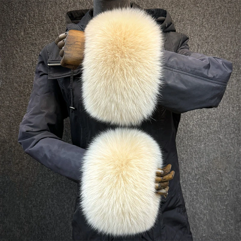 Real Fox Fur Cuffs Arm Warmer Women Bracelet Natural Fur Wristband Warmer Cuff Clothing Accesories Winter Coat Downcoat Gloves