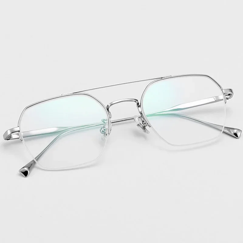 Metal Half Frame Double Girder Glasses Prescription Spectacles Myopia -0.5 To -6.0 , Hyperopia +0.5 to +6.0