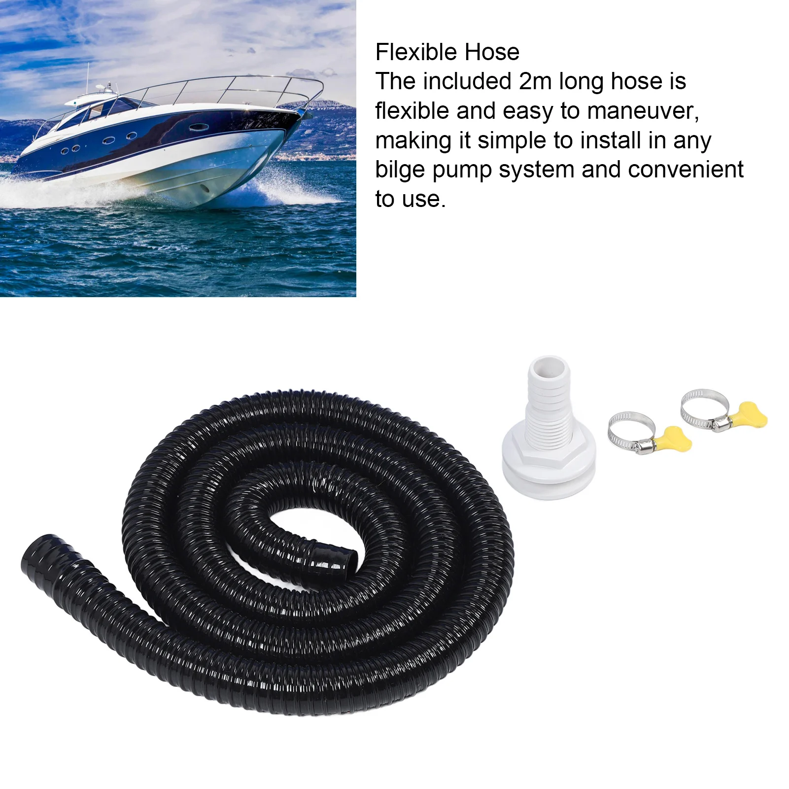 

Bilge Pump Plumbing Kit 1‑1/8in Easy Installation Bilge Pump Hose Efficient for Bilge Pumps with 1‑1/8 Inch Outlet