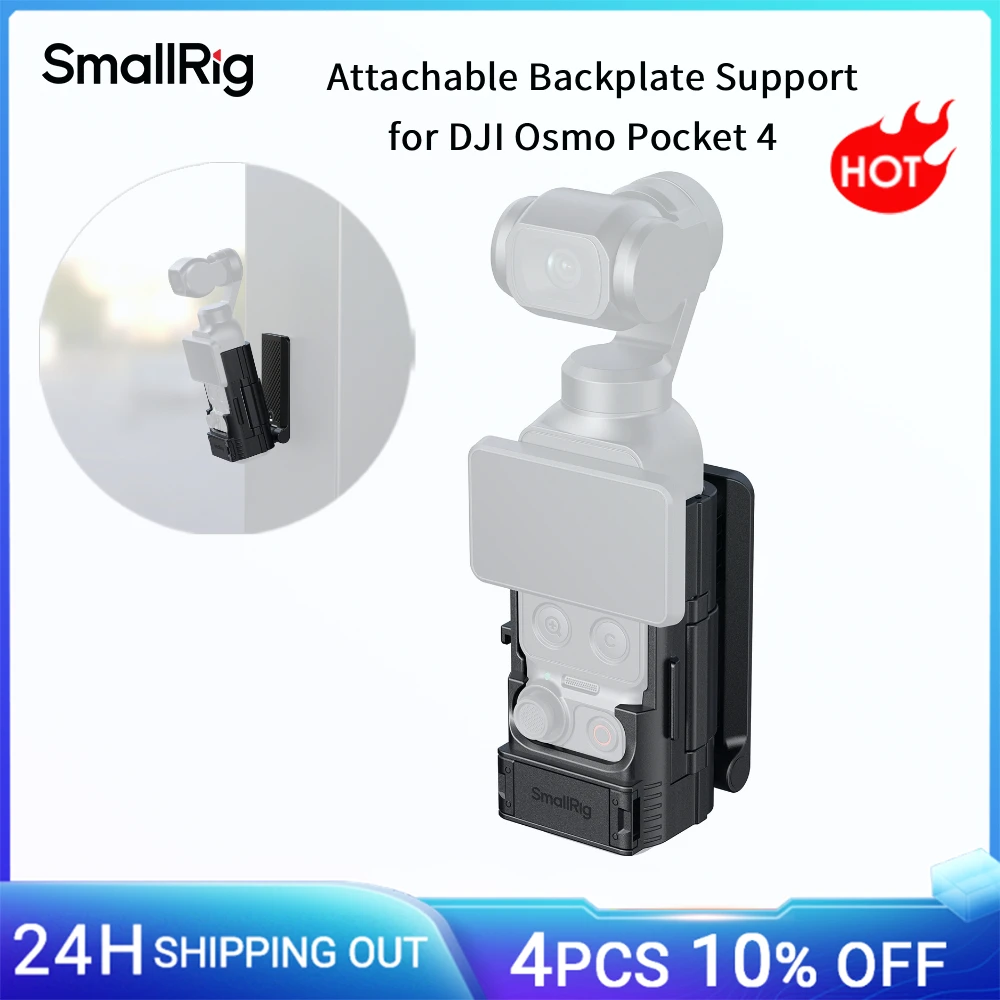 Image of SmallRig faltbare, anbringbare Rückplattenhalterung für DJI Osmo Pocket 4, 180 ° Dämpfungsverstellbare Arca-Swiss-Rückplatte mit Cold Shoe