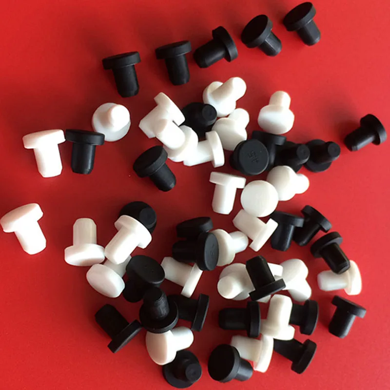 Black/White Silicone Rubber Hole Plugs Solid T Type High Temperature Seal Stopper Dustproof Plug 2.7mm-14mm Dustproof Plug