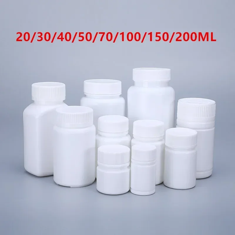 20PCS 20ML- 200ML Medicine Bottle with Lid Food Grade Plastic Storage Packing Container ill Box Case Bottle Cache Drug Holder