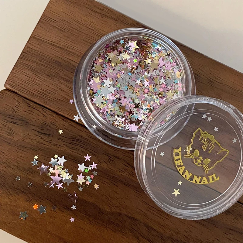 1 caja lentejuelas de estrella para uñas, 3D, color caramelo variado, escarcha, decoración DIY