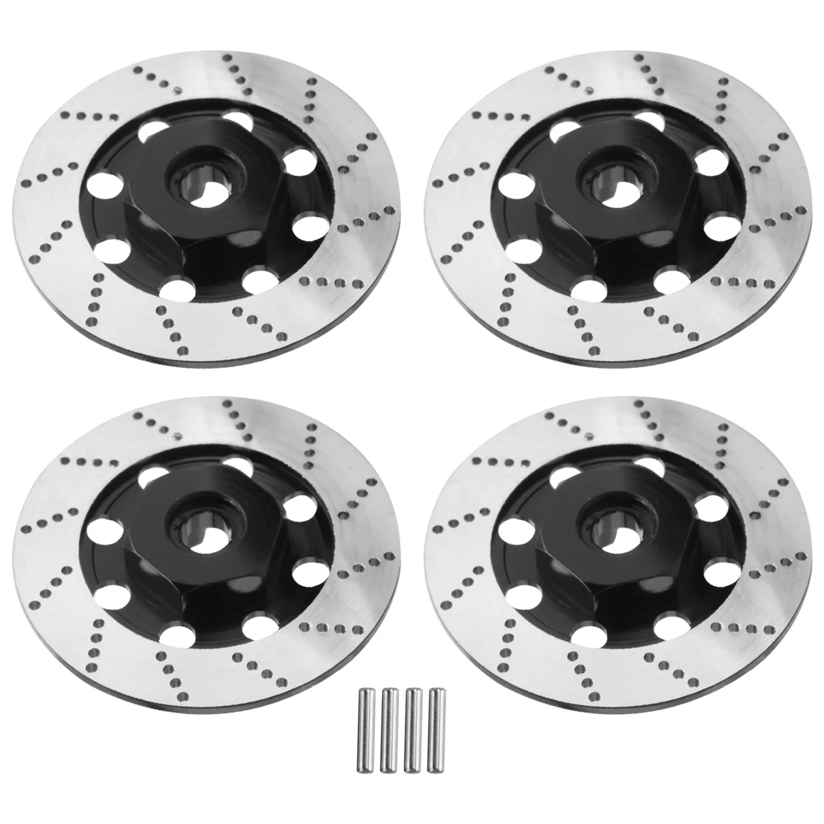 LALA 4 قطع قرص فرامل معدني صندوق حافة عجلة محول سداسي معدني 12 مم لقطع غيار سيارات RC للسباق على الطرق الوعرة 1/10 D4، أسود