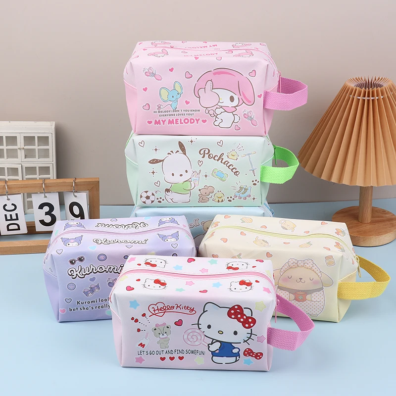 Kawaii Sanrio Travel Storage Bag For Women Cute Cartoon Kuromi Hello Kitty Cosmetic Bag Large-capacity Stationery Pen Bags