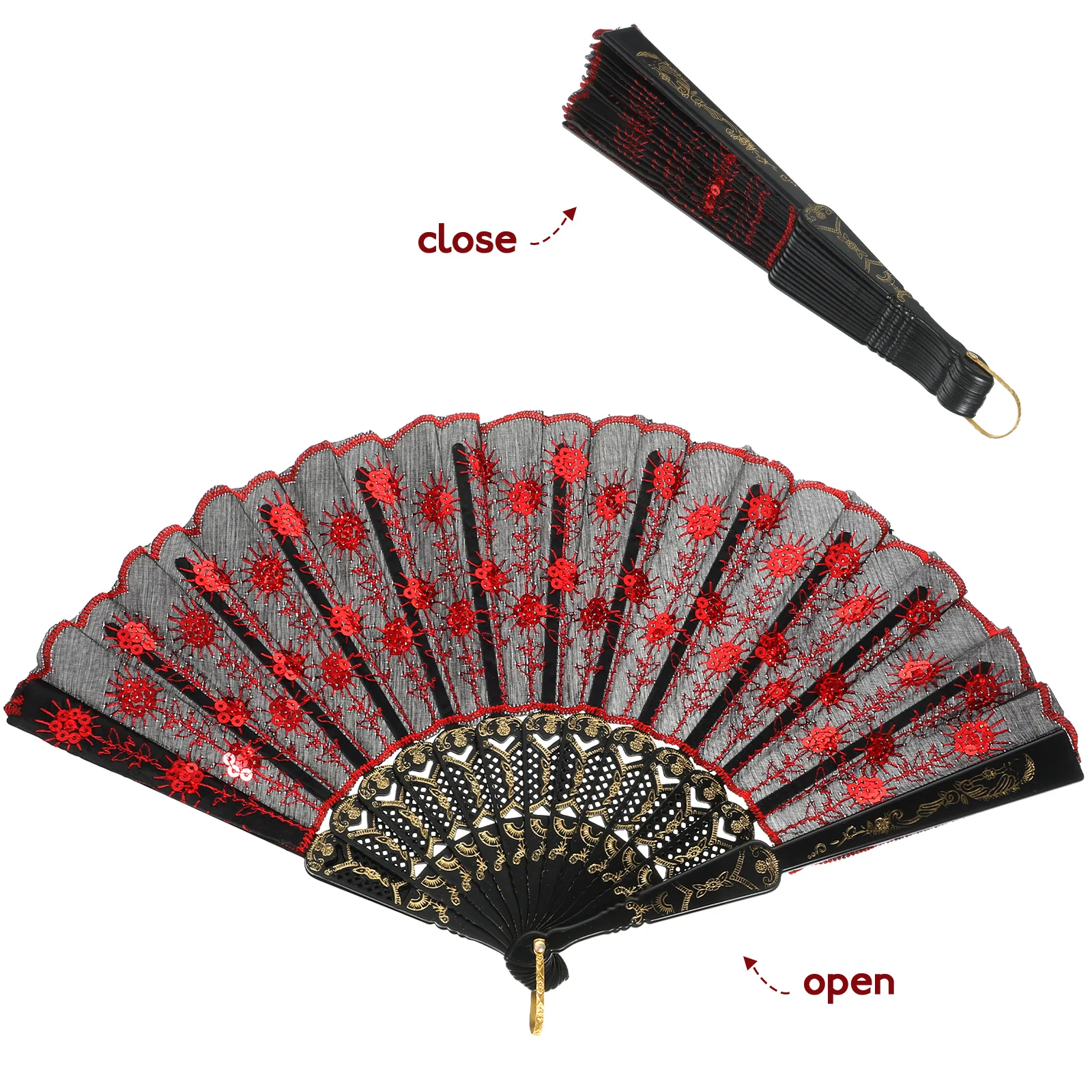 

Embroidered Fan Handheld Dancing Elegant Fans Dancer for Women Large Folding Rave