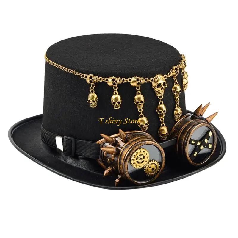 N58F Gothic Skull Tassels Eyewear Top Cap Men Women Stylish Gothic Fashion Accessory