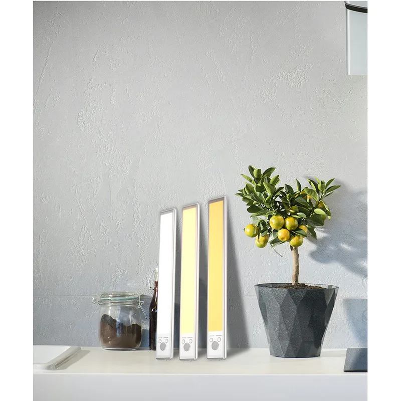 LED Cabinet Light Motion Sensor Rechargeable Night Light for Kitchen Bedroom Cordless Stick Lamp No Drill Light Strip