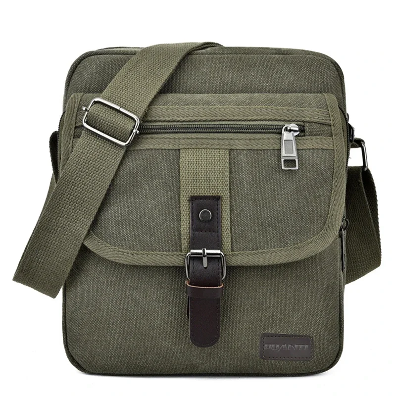 Men's Durable Thick Canvas Shoulder Bag Anti-scratch Vintage Crossbody Bag Casual Work Commute Business Small Sling Daypack
