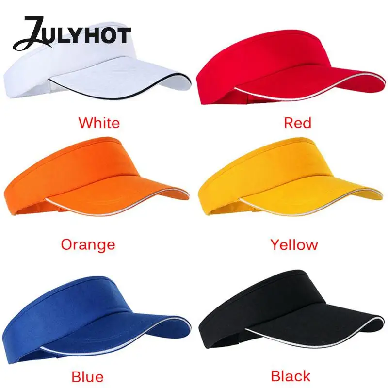 Cotton Cap Adjustable For Running Tennis Golf  Unisex Empty Top Summer Visor Sun Plain Cap Women Sunscreen Hats