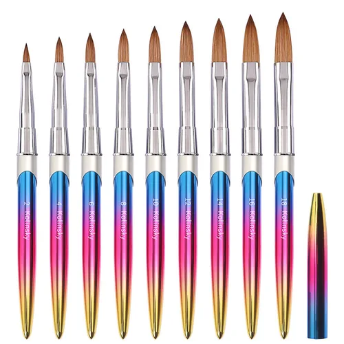 Kolinsky-pincel para uñas, pincel de Gel para manicura, pincel para decoración de uñas, polvo líquido acrílico 3D, pincel de Gel para tallar, delineador de dibujo