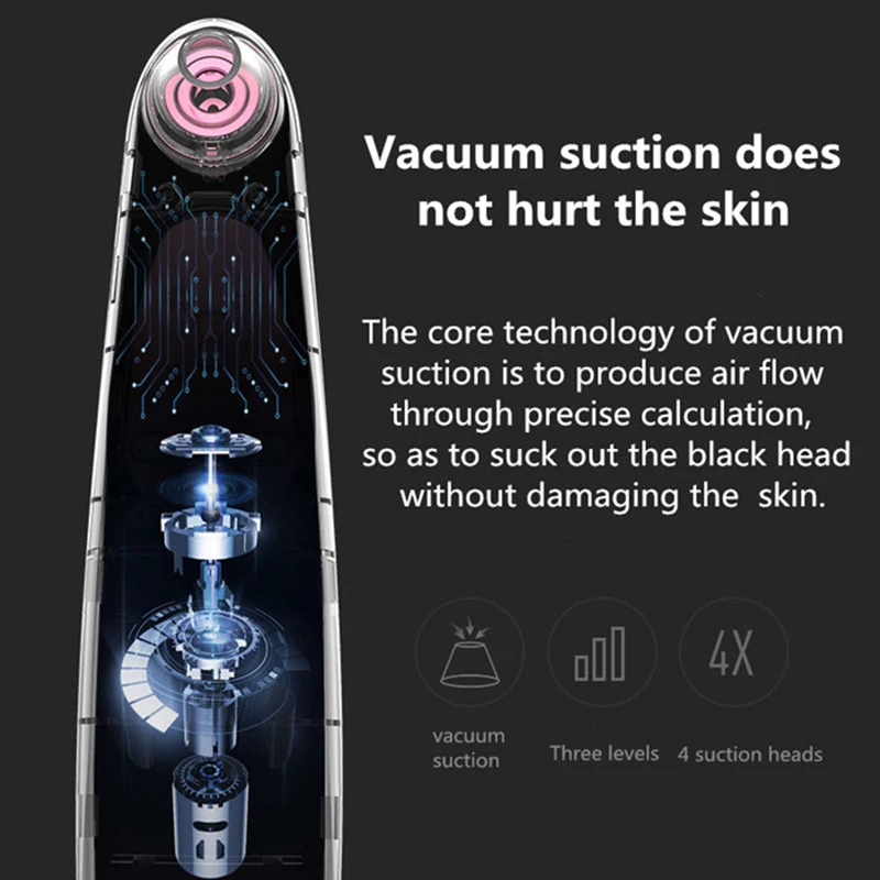 5 in 1 ไฟฟ้า สิวหัวดํา สิวสูญญากาศ Blackhead Remover เย็นร้อน Care มัลติฟังก์ชั่ไฟฟ้า Pore CLEANER Beauty Home Use