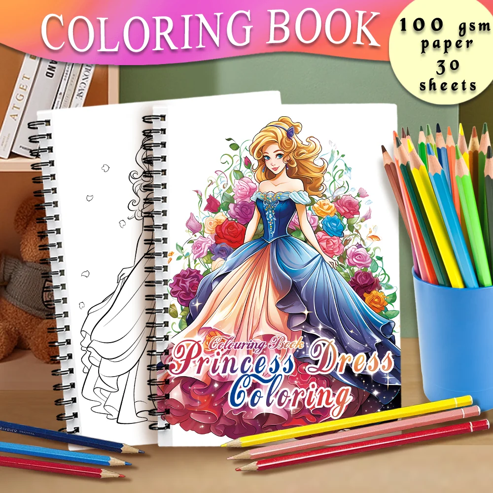 Spiral Coloring book -30 Sheets adult coloring book, 11.2 x 8.3 inches, 100g thick paper, drawing book, homecoming holiday gift