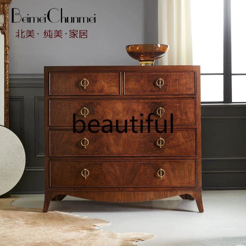 American solid wood classic chest living room storage bedroom multi-layer storage three-drawer cabinet