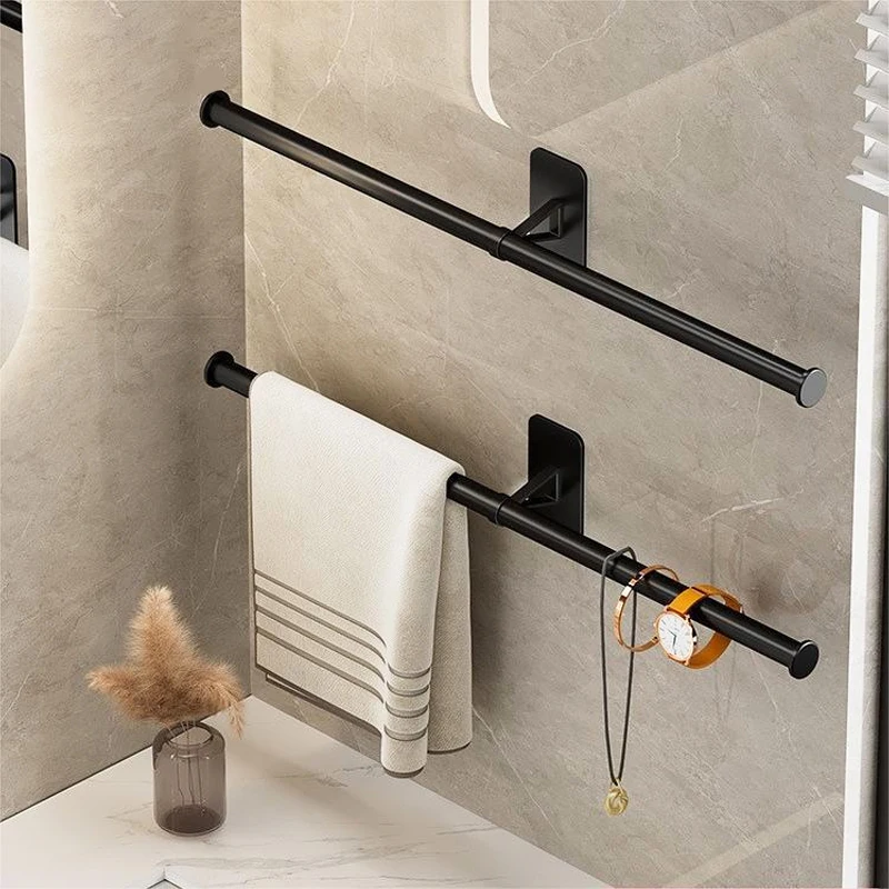 35/55cm Bathroom Towel Rack Self-adhesive Aluminum Towel Holder Hanging Towel Bar Wall Mounted Towel Shelf Bathroom Accessories