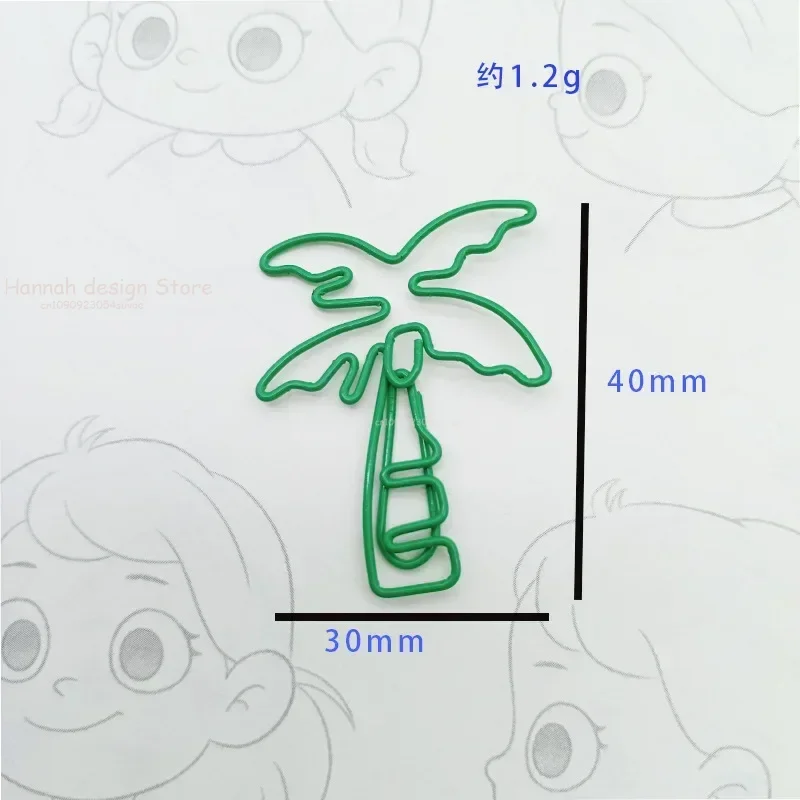 Coconut Tree Paper Clip, Forma de árvore, Special-Shaped Pin, Clipes De Papel Bonito, Clipe De Metal Decorativo, Planner Clips, Paperclip, 50pcs