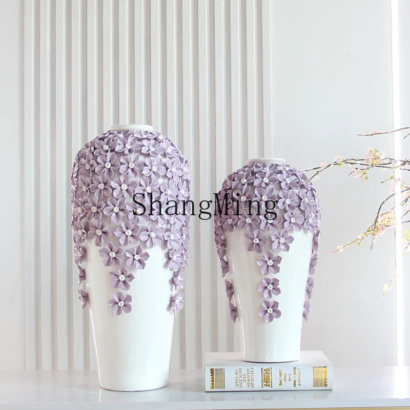 FG  modern home dry vase ceramic hand-pinched three-dimensional flower small floral handicraft ornament