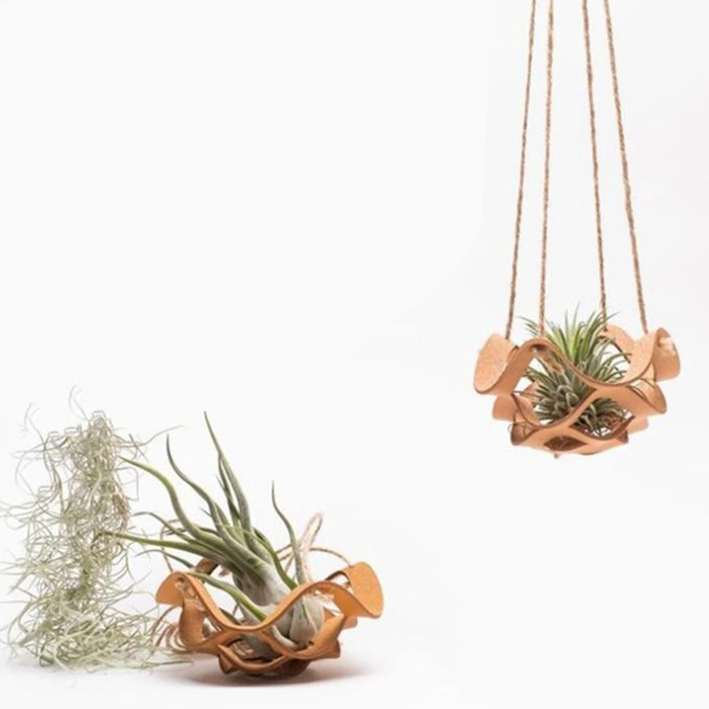 AT14 Flower Pot Hanging Basket Outdoor Basket Outdoor Plant Rack Pu Leather Wall Mounted Rack Vase Pot Rack Plant Basket