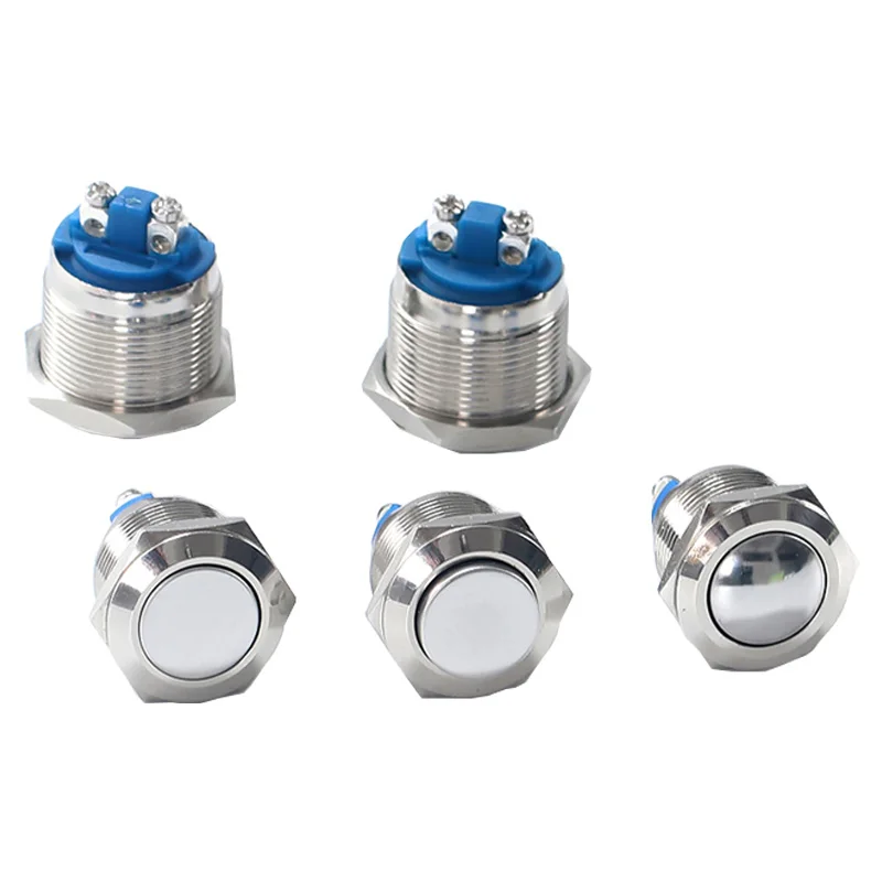 プッシュボタン12mm,16mm,19mm,22mm,フラット/ハイボール,圧力/ロックネジ,ピンなし/ncドアベル