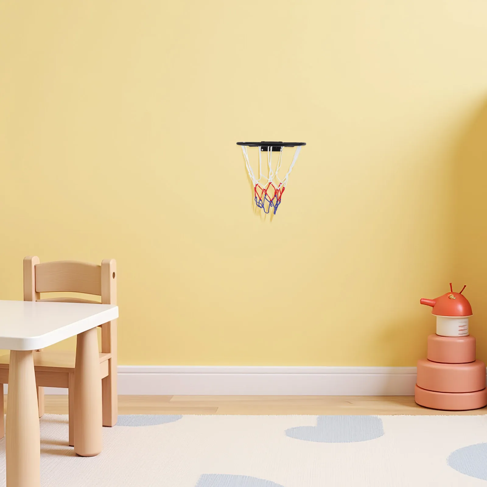 

1Set Wall Mount Basketball Hoop for Kids Indoor ABS Engineering Plastic Mini Rim 9.8inch Silent Play Portable Space Saving