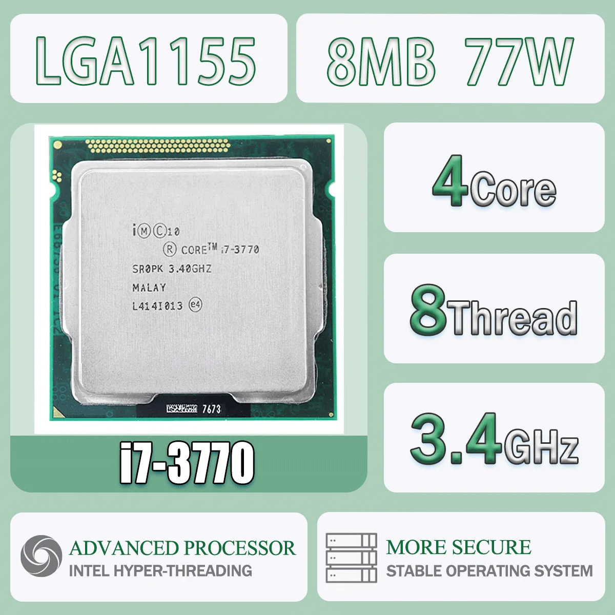 Intel Core I7-3770 3,4 GHz 4 núcleos 8 hilos 8M 77W I7 3770 paquete de servidor de procesador de CPU de computadora LGA1155