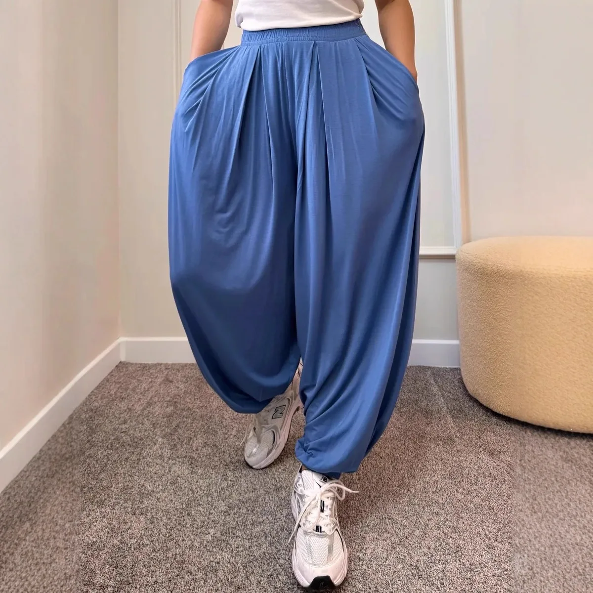 Soft Beach Holiday Bottoms Wide Leg Pants Comfort Style Fashion Womens High Waist Lantern Pants Casual Loose