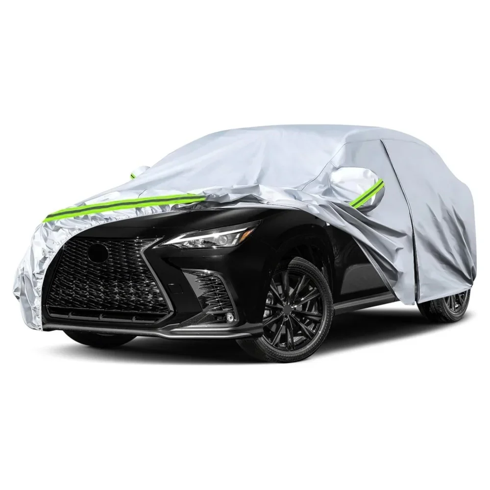 Car Cover For Lexus NX300 NX350 F Sport 2014-2025 Silver All Weather Custom-fit With Zipper Door Windproof Bands Taffeta Fabric