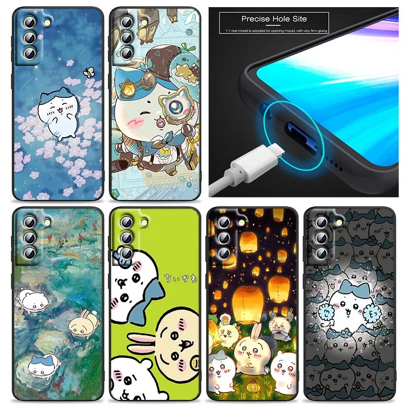 

Usagi Chiikawa Hachiware For Samsung Galaxy S25 S24 S23 S22 S21 S20 S10 Ultra Plus FE 5G Black Soft TPU Cover Phone Case