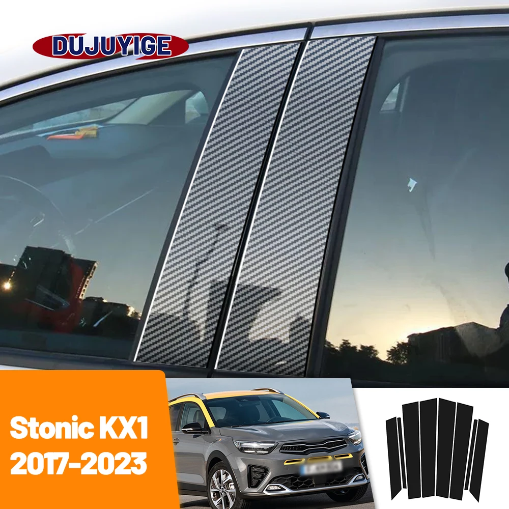 

For Kia Stonic KX1 2017-2023 2018 2019 2020 2021 2022 Carbon Fiber Window Door Column Deal B C Pillar Post Cover Trim Sticker