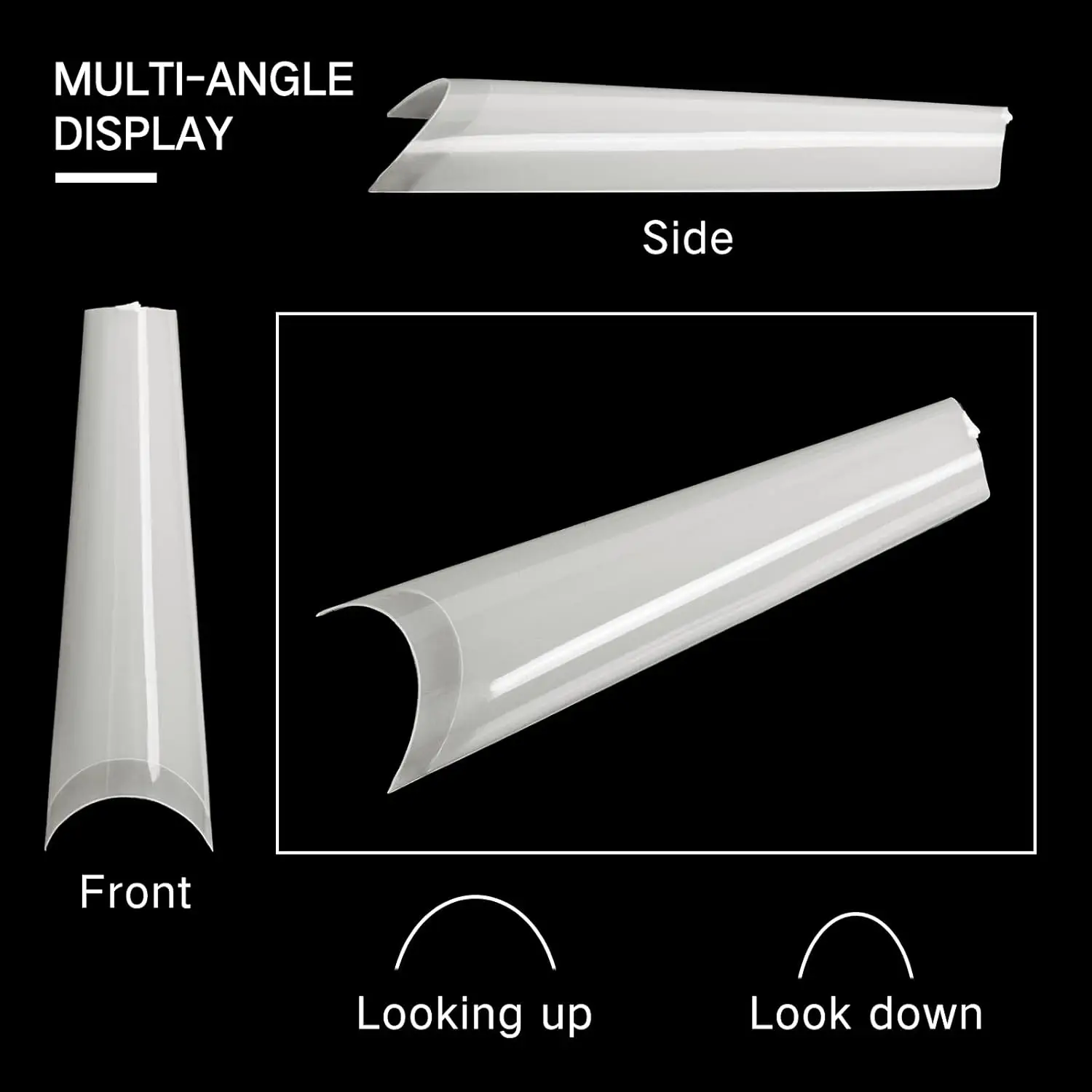 240Pcs Long Clear Coffin Nails Tips, White Extra Long No C Curve Half Cover Coffin Nail Tips for Acrylic Nails Professional