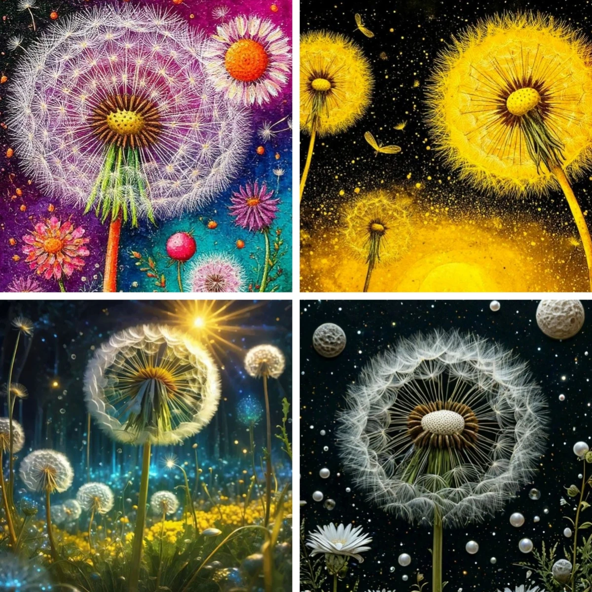 

DIY Diamond Painting Kits Dandelion Meadow Watercolor Art Embroidery Diamond Art Mosaic Cross-Stitch Nature Inspired Floral Art