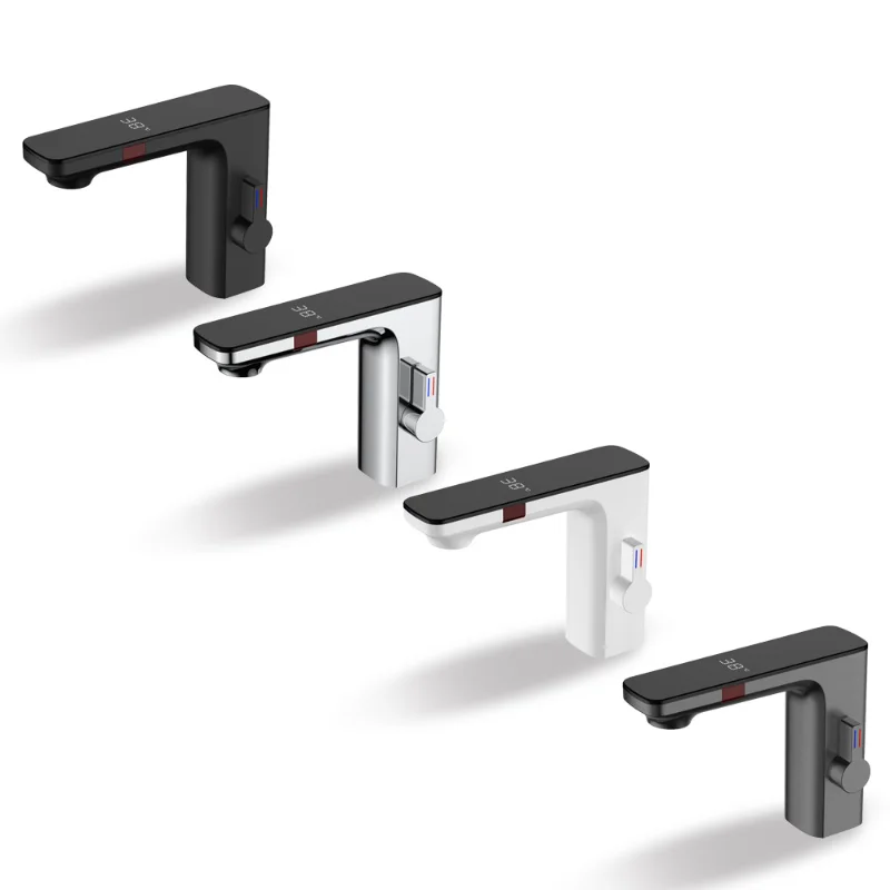 Touchless Temperature Sensor Faucet luxury Smart LED Faucet Kitchen Sink Mixer Tap Bathroom Basin Digital Faucet Vanity Auto Tap