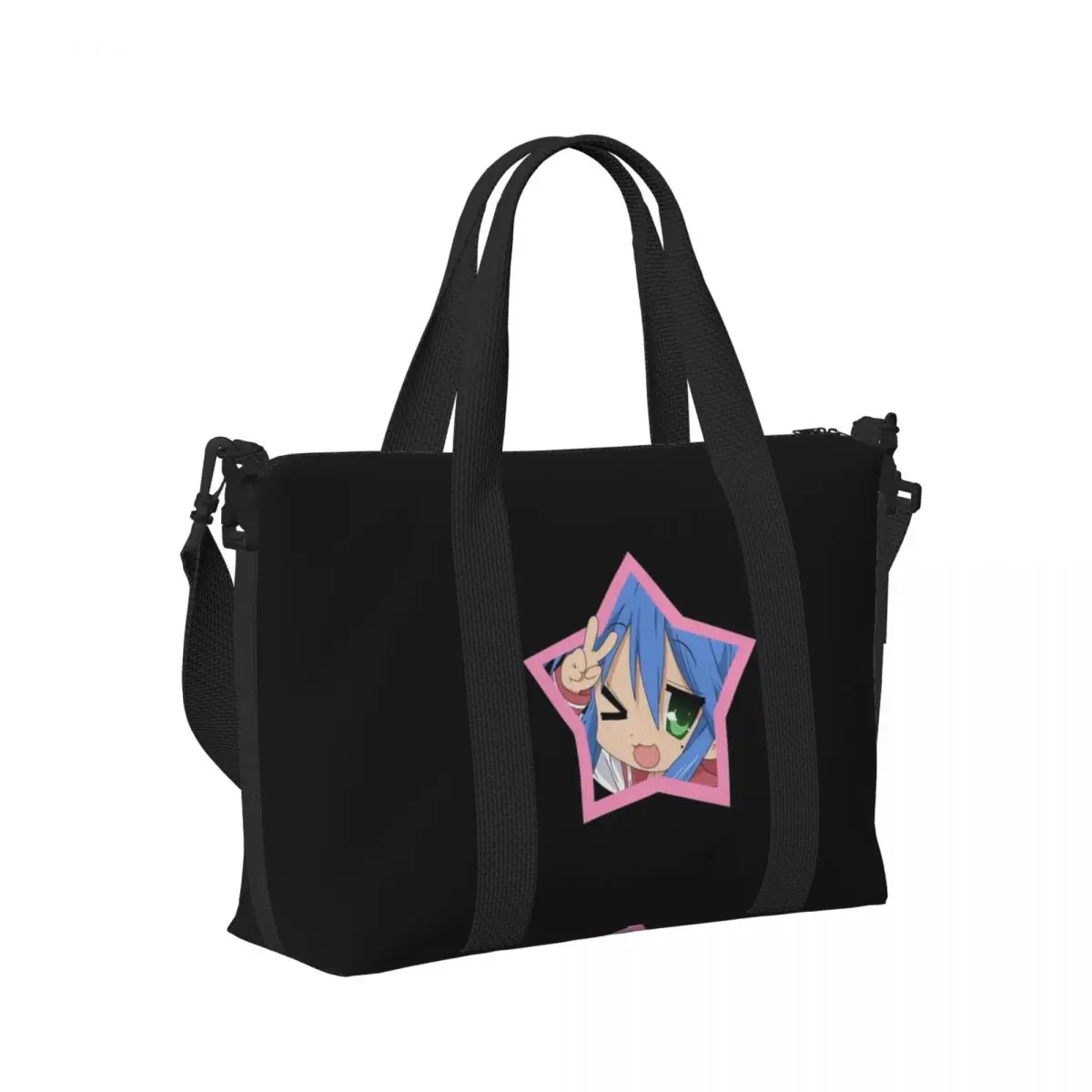 

Kawaii Lucky Star Anime Japanese Game Beach Travel Bag Large Capacity Tote Bags for Gym Sport Women Shopping Duffle Shoulder Bag