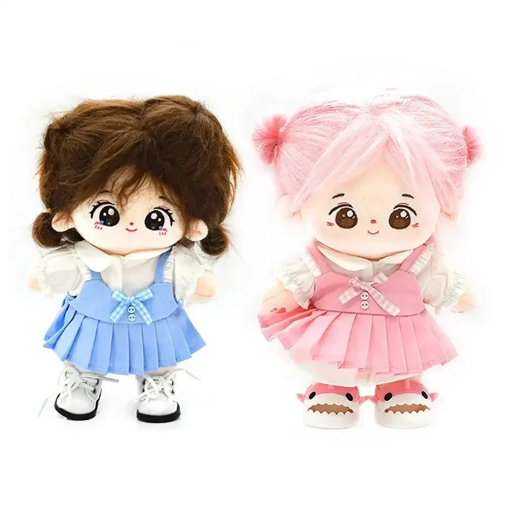 Mini jupes plissées de princesse, barboteuses en coton de 20cm, peluche de dessin animé, tenue de remplacement, robe de jeu, accessoires de maison